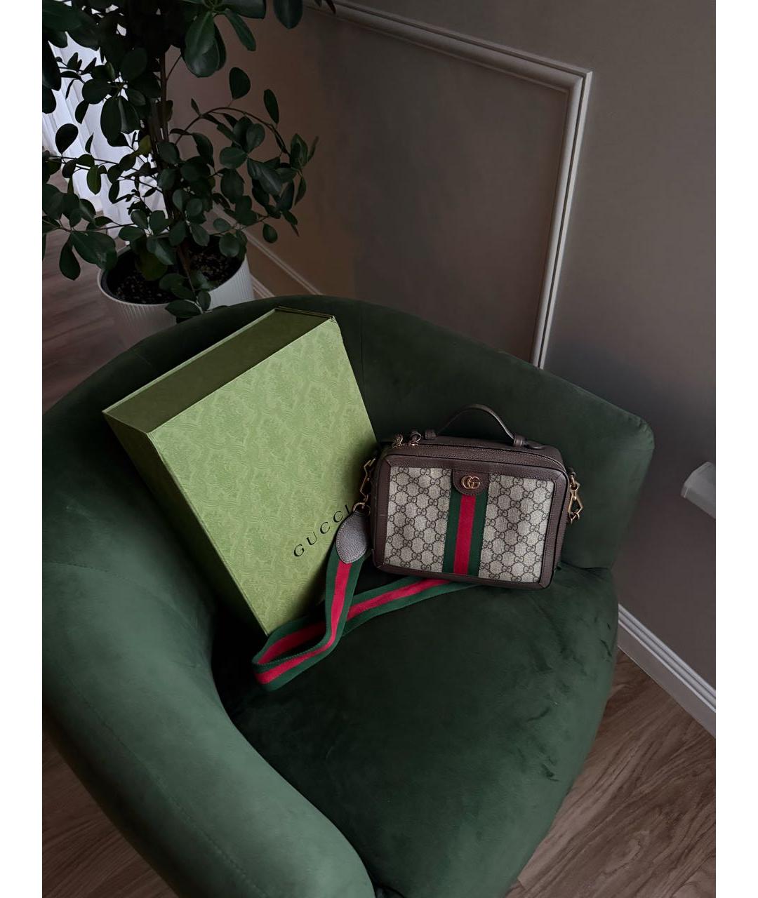 GUCCI Коричневая кожаная сумка через плечо, фото 9