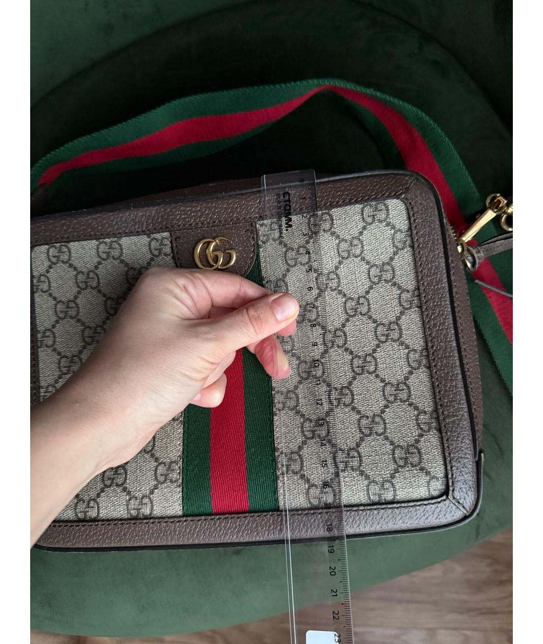 GUCCI Коричневая кожаная сумка через плечо, фото 6