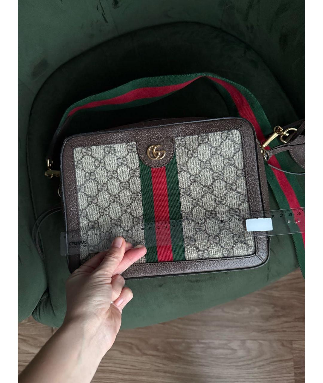 GUCCI Коричневая кожаная сумка через плечо, фото 5