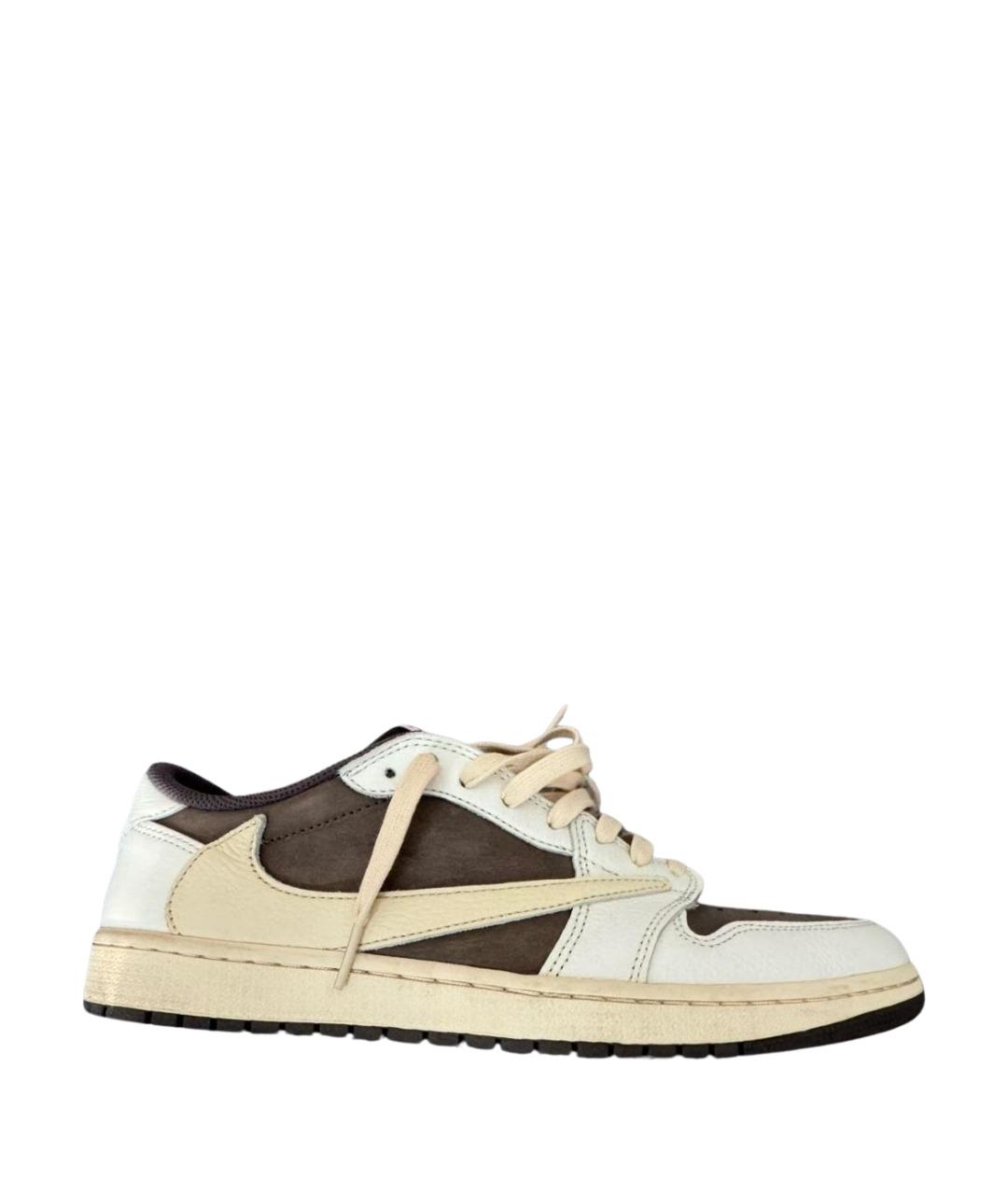 NIKE Бежевые кожаные низкие кроссовки / кеды, фото 1