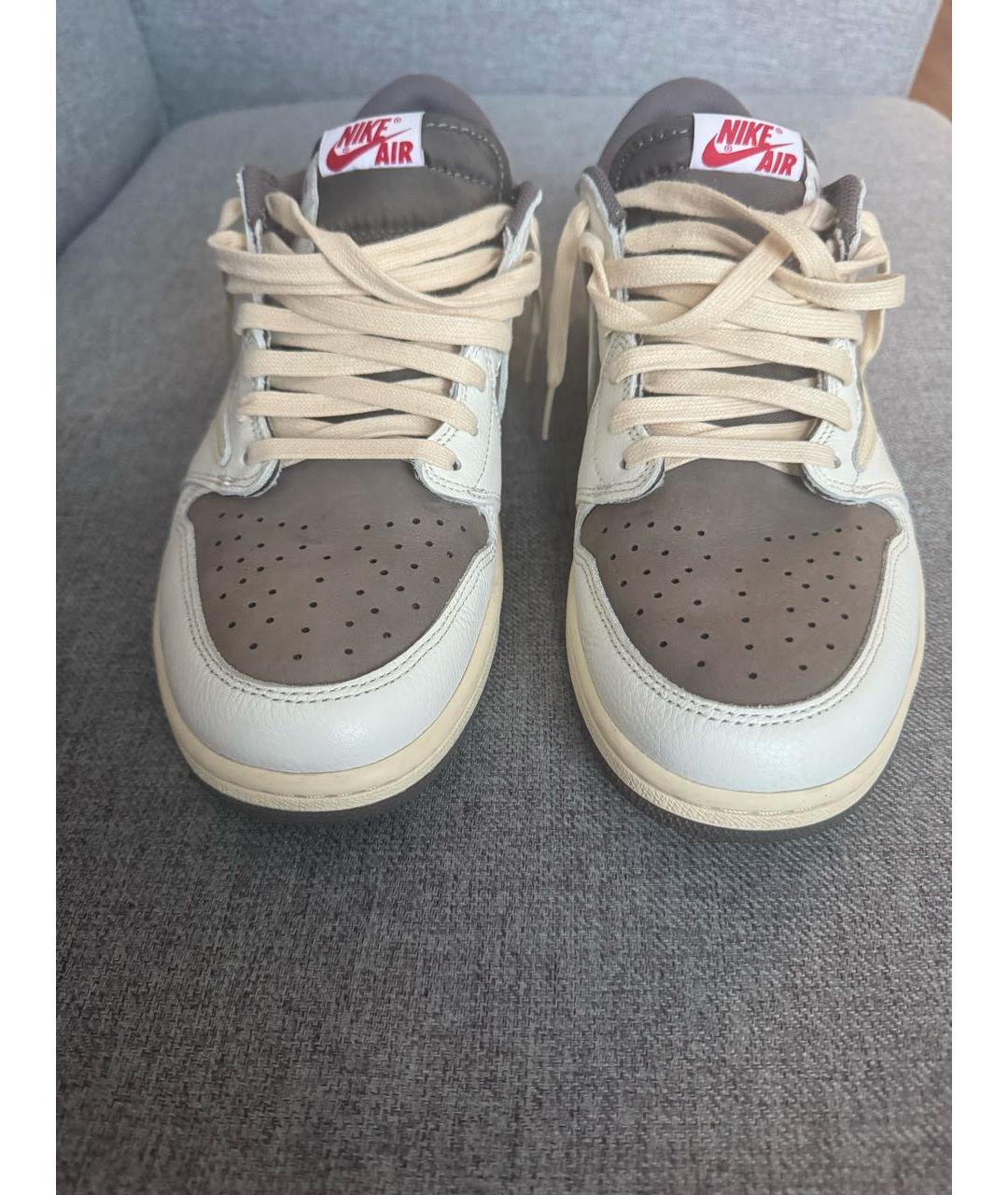 NIKE Бежевые кожаные низкие кроссовки / кеды, фото 2