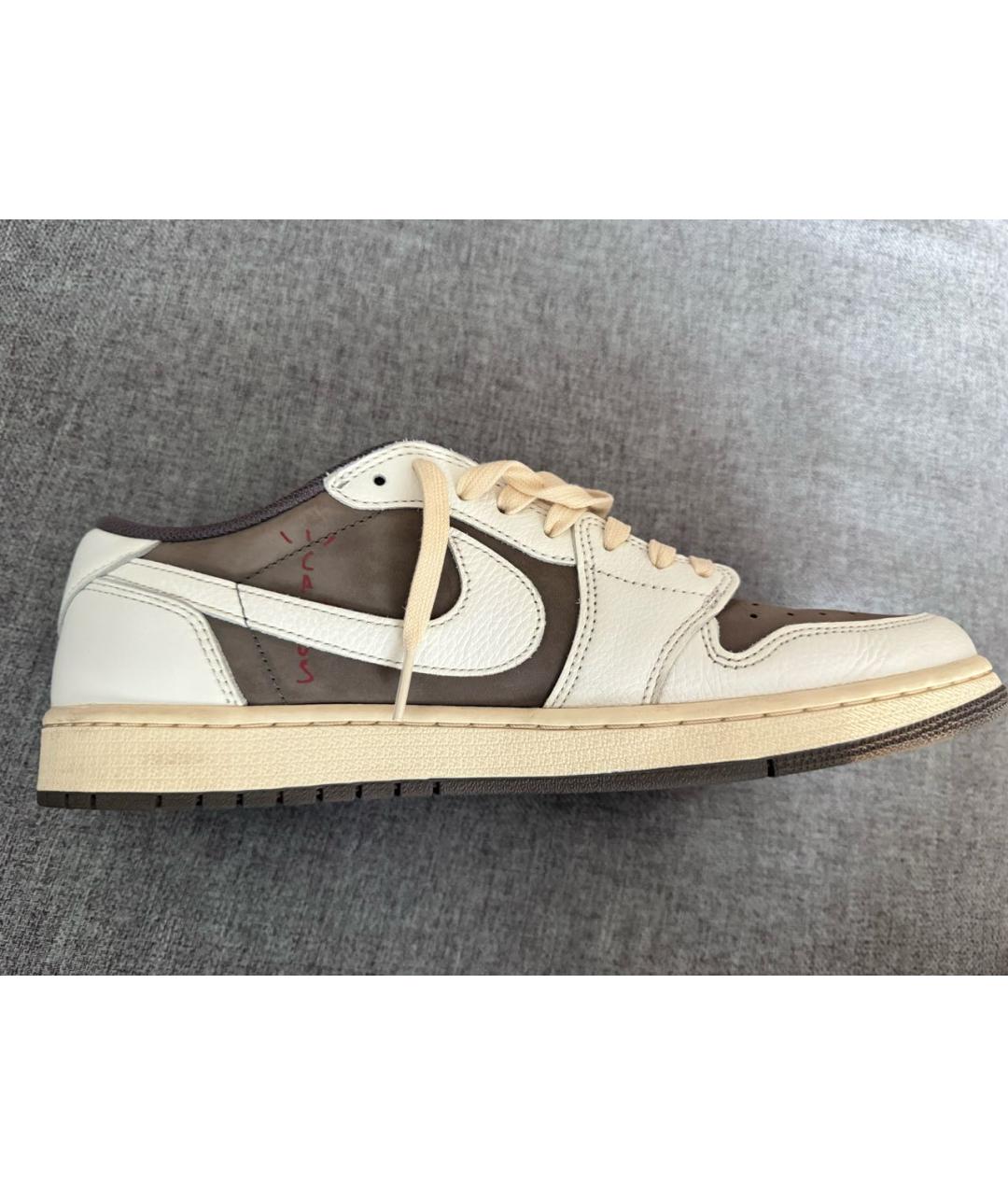 NIKE Бежевые кожаные низкие кроссовки / кеды, фото 8