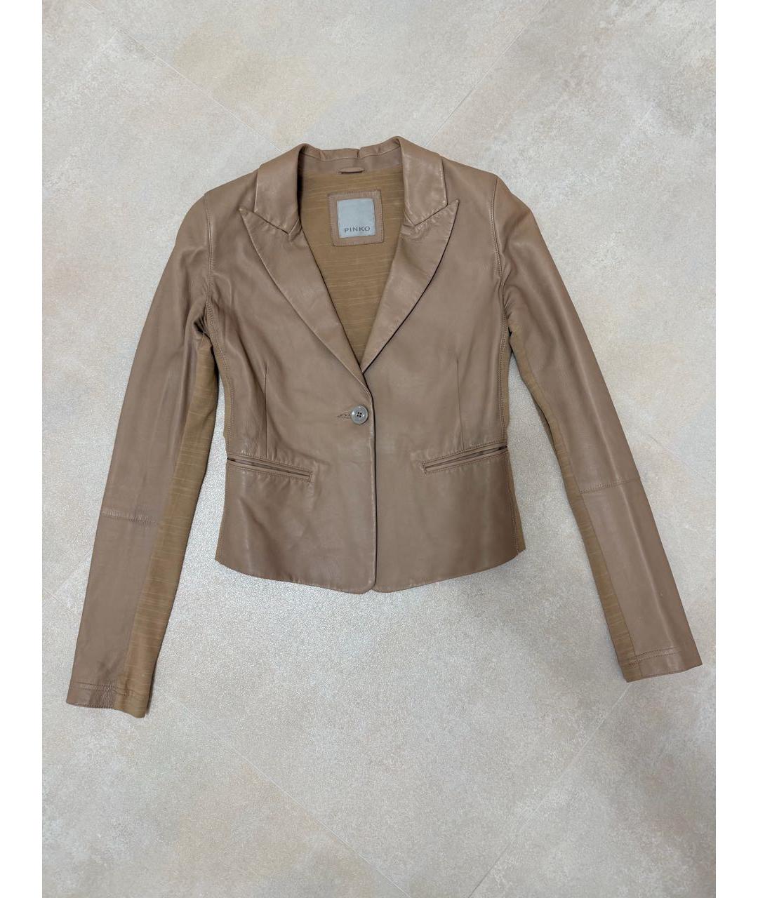 PINKO Коричневый кожаный жакет/пиджак, фото 9