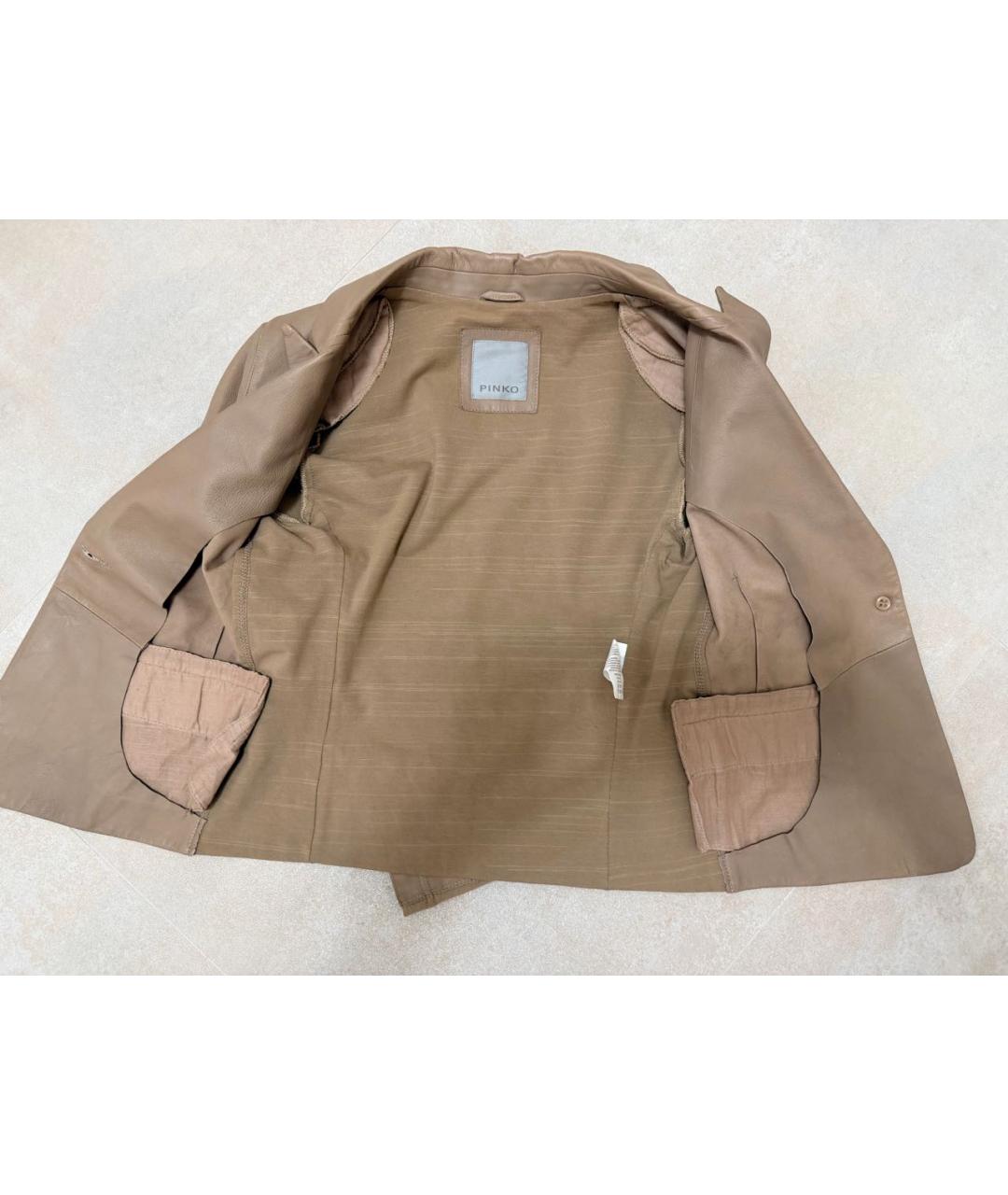 PINKO Коричневый кожаный жакет/пиджак, фото 4