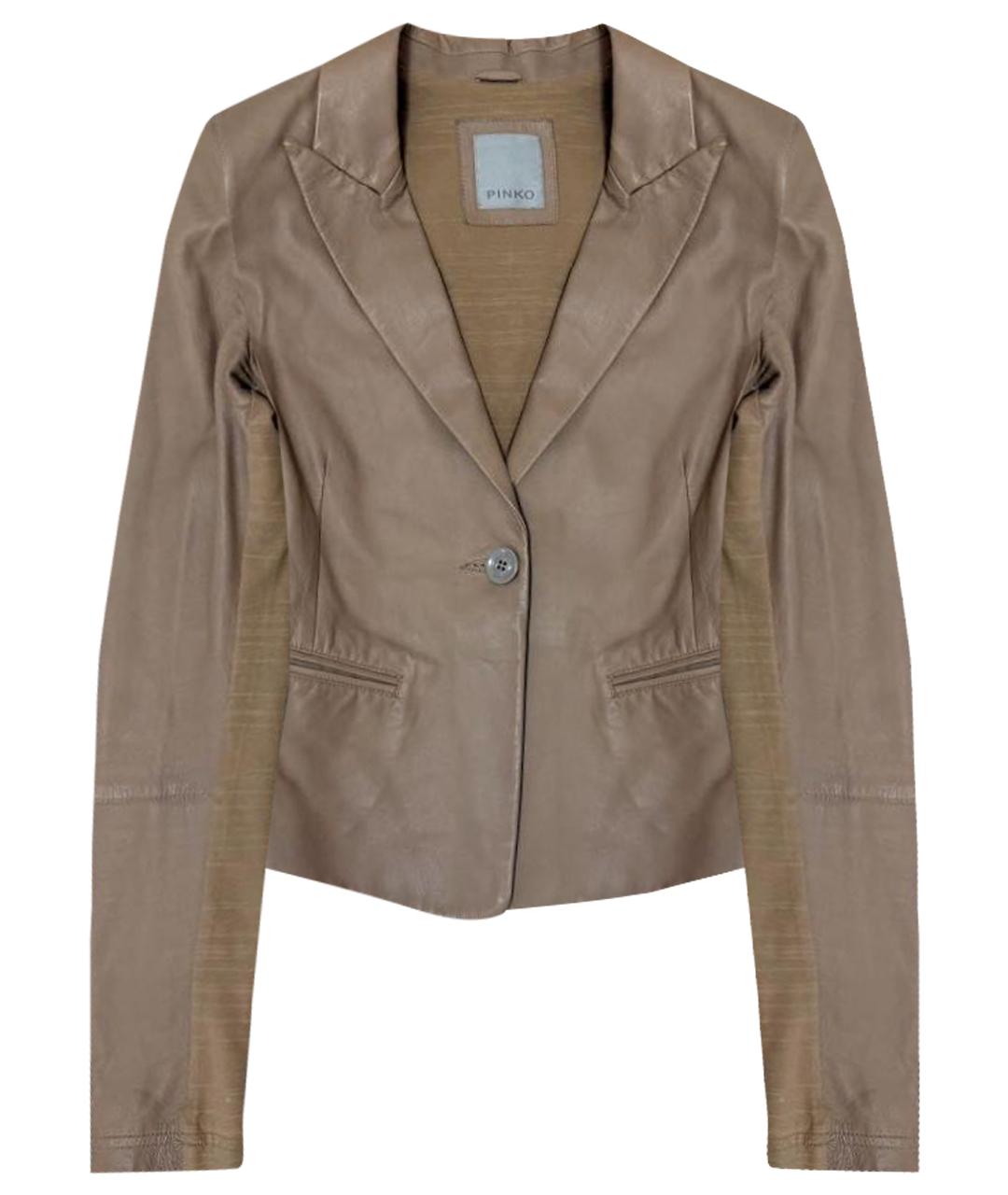 PINKO Коричневый кожаный жакет/пиджак, фото 1
