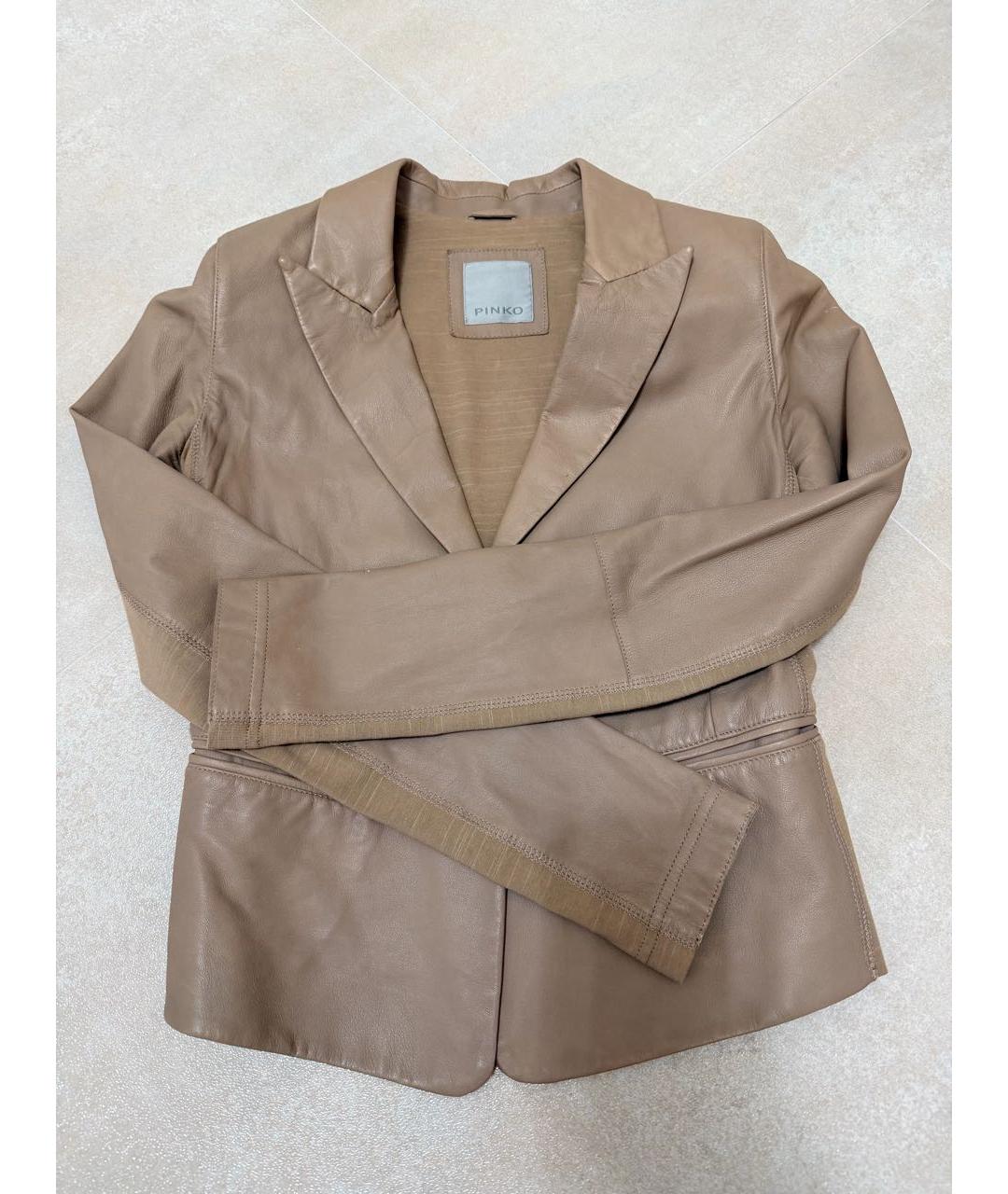 PINKO Коричневый кожаный жакет/пиджак, фото 6