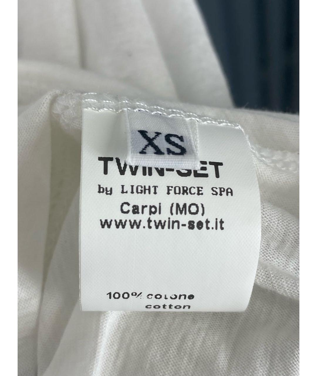 TWIN-SET Белая хлопковая майка, фото 6