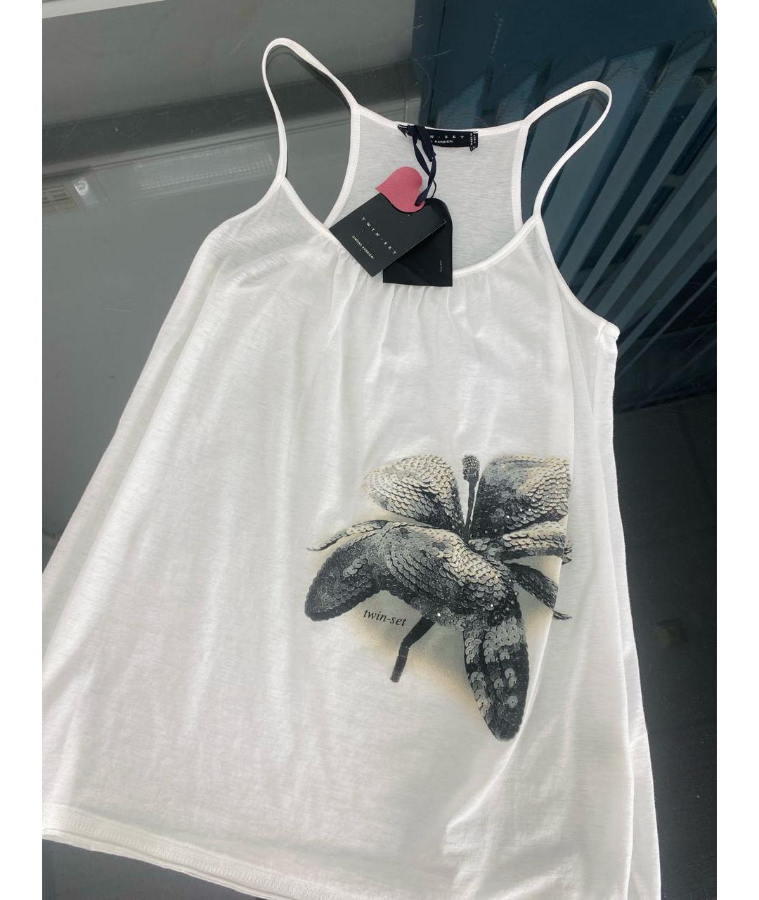 TWIN-SET Белая хлопковая майка, фото 3