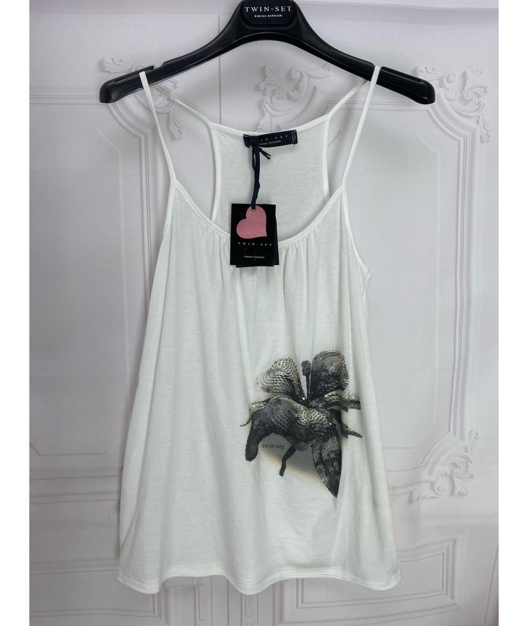 TWIN-SET Белая хлопковая майка, фото 5