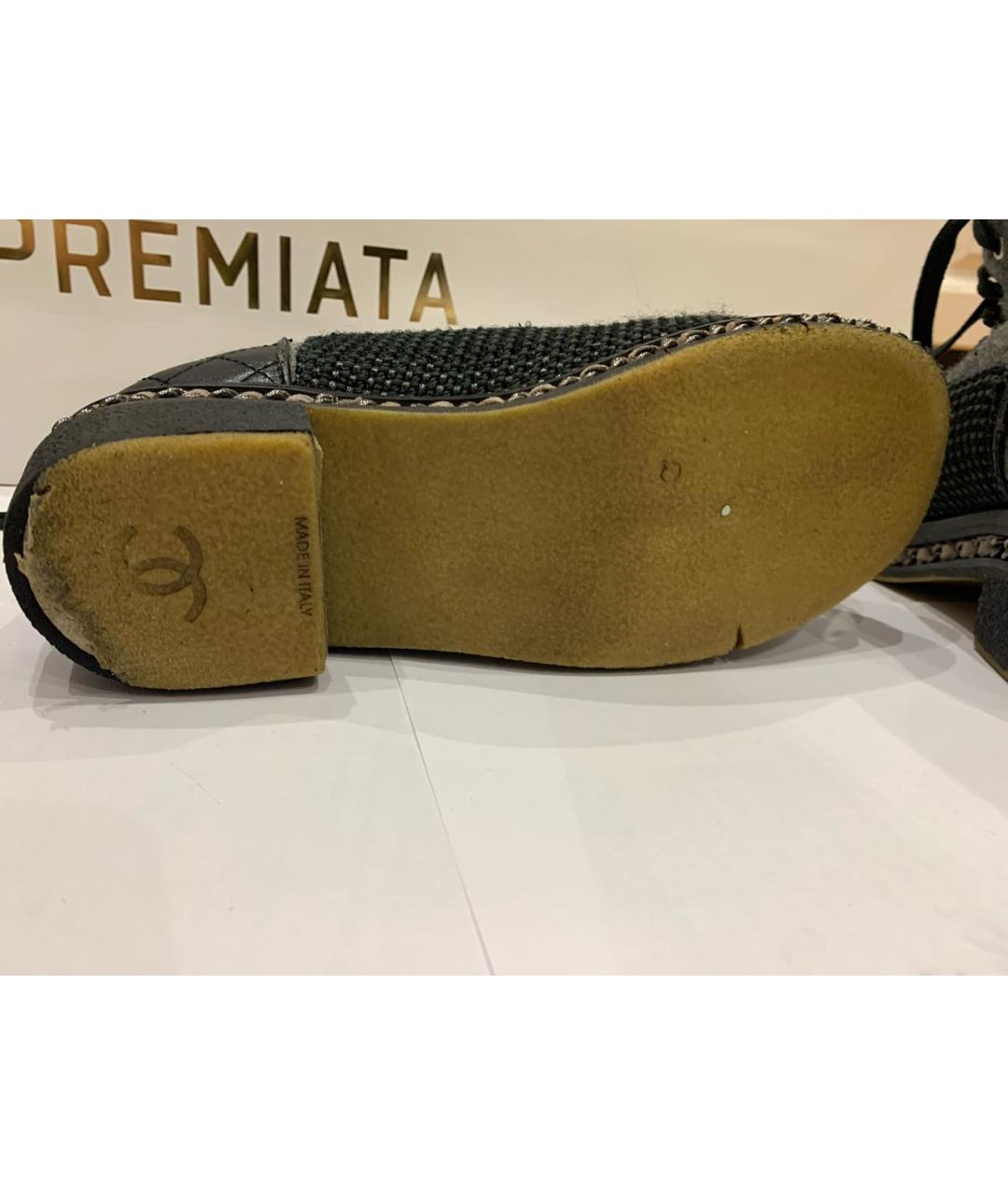 CHANEL Антрацитовые кожаные ботинки, фото 5