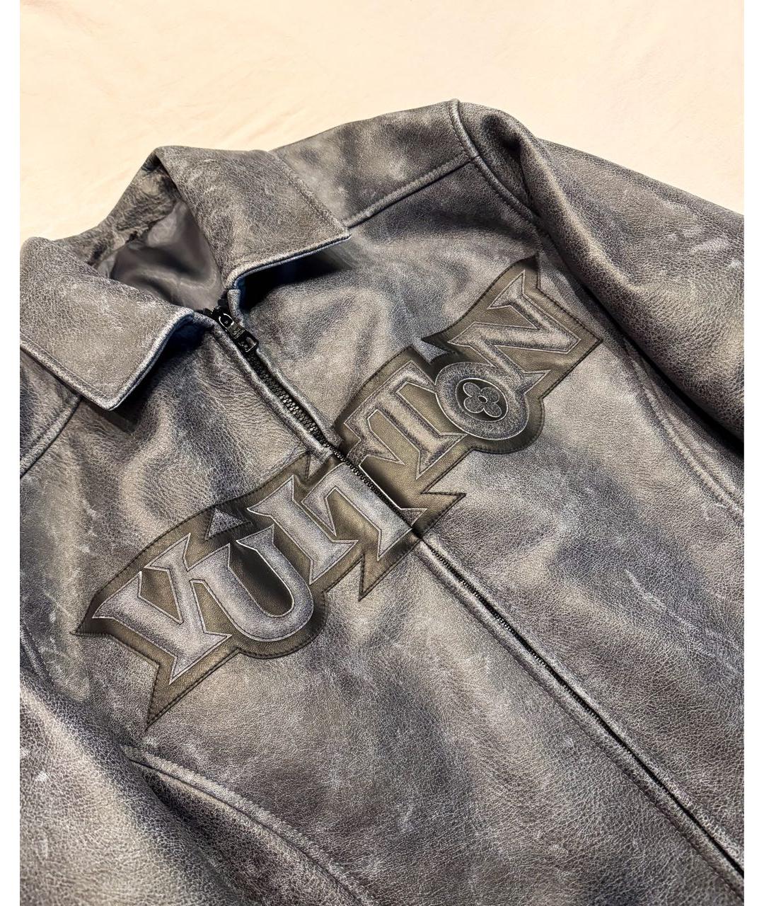 LOUIS VUITTON Антрацитовая кожаная куртка, фото 2