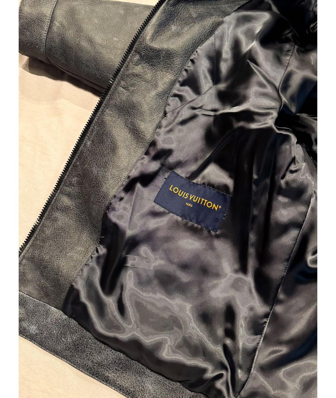 LOUIS VUITTON Антрацитовая кожаная куртка, фото 4