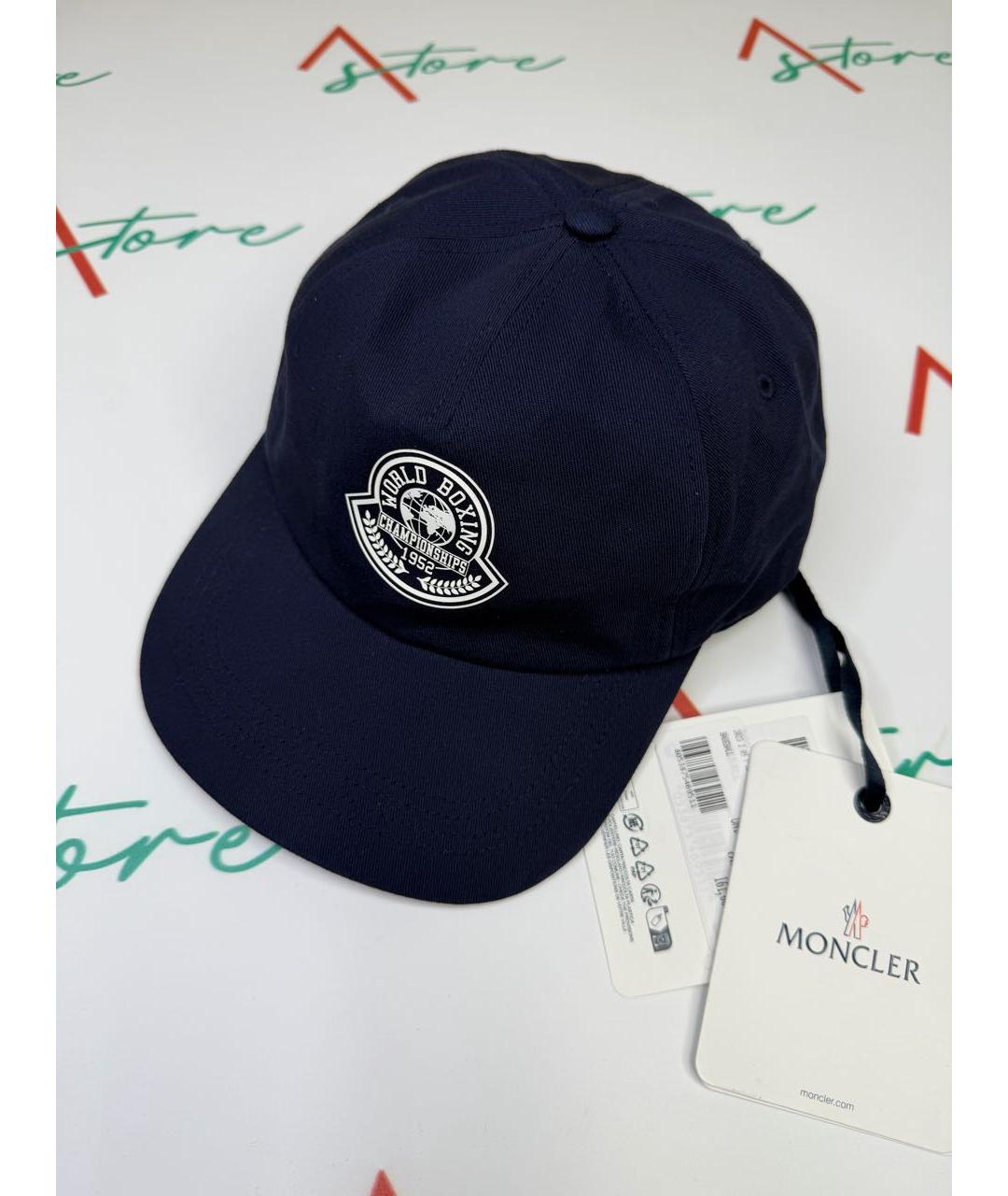 MONCLER Темно-синяя хлопковая кепка/бейсболка, фото 3