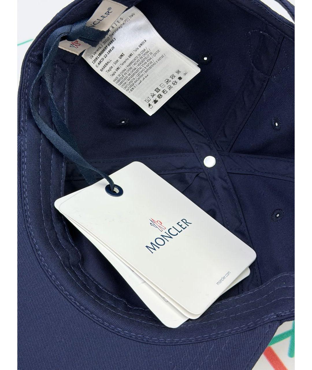 MONCLER Темно-синяя хлопковая кепка/бейсболка, фото 8