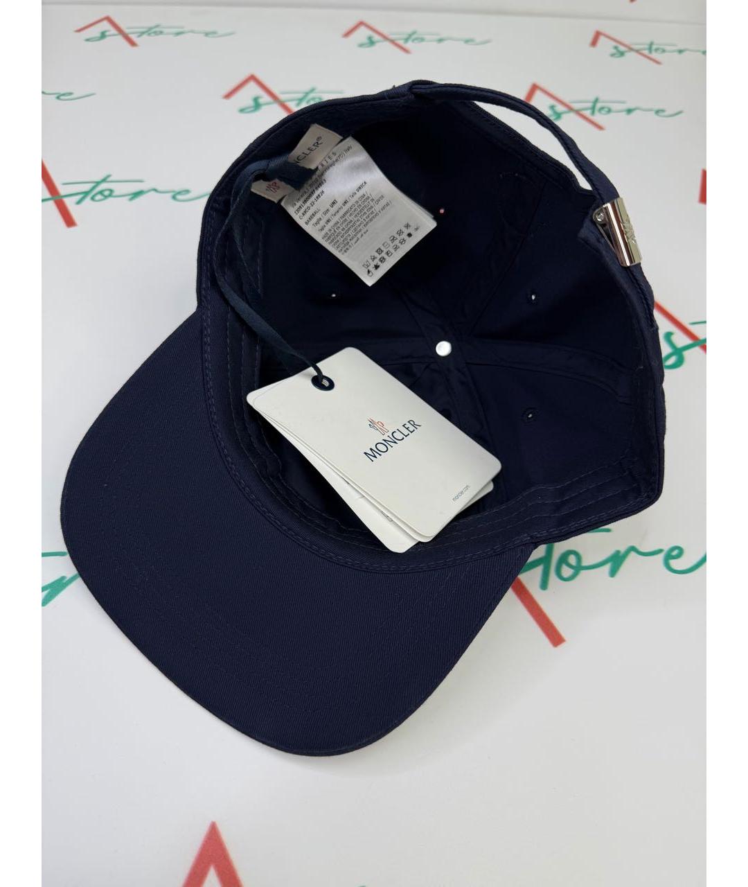 MONCLER Темно-синяя хлопковая кепка/бейсболка, фото 7