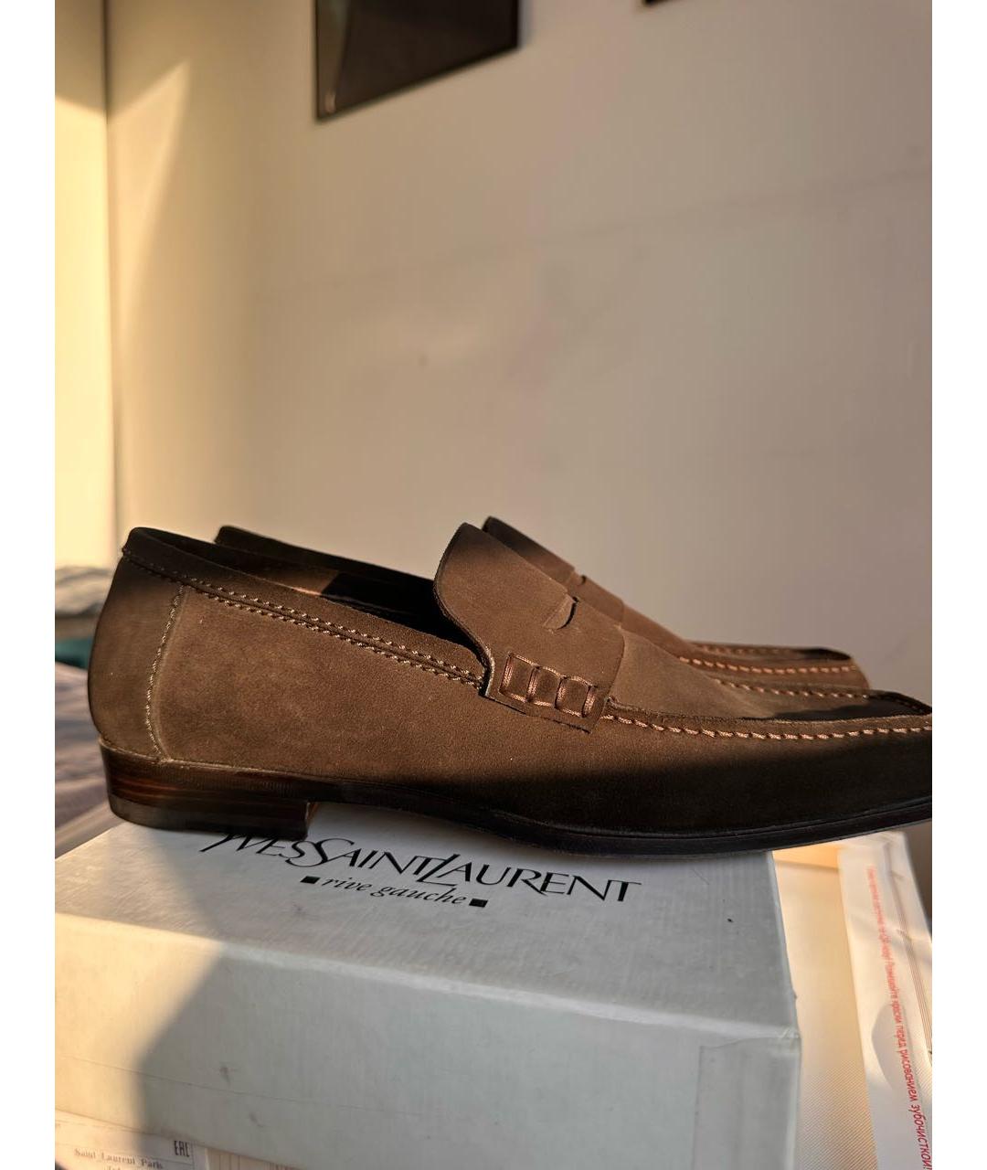 SAINT LAURENT Коричневые замшевые туфли, фото 7
