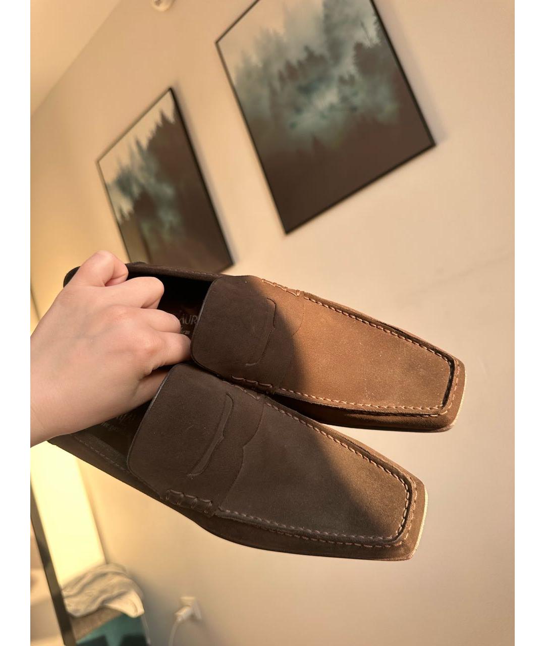 SAINT LAURENT Коричневые замшевые туфли, фото 5