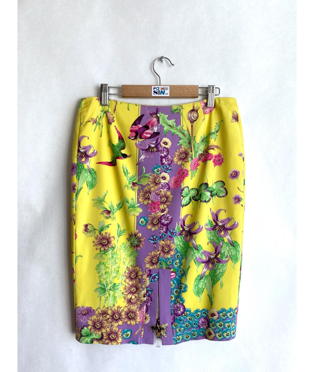 VERSACE Мульти шелковая юбка миди, фото 2