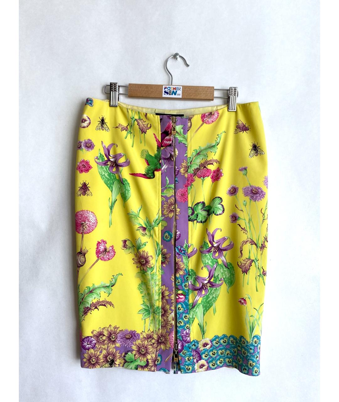 VERSACE Мульти шелковая юбка миди, фото 10