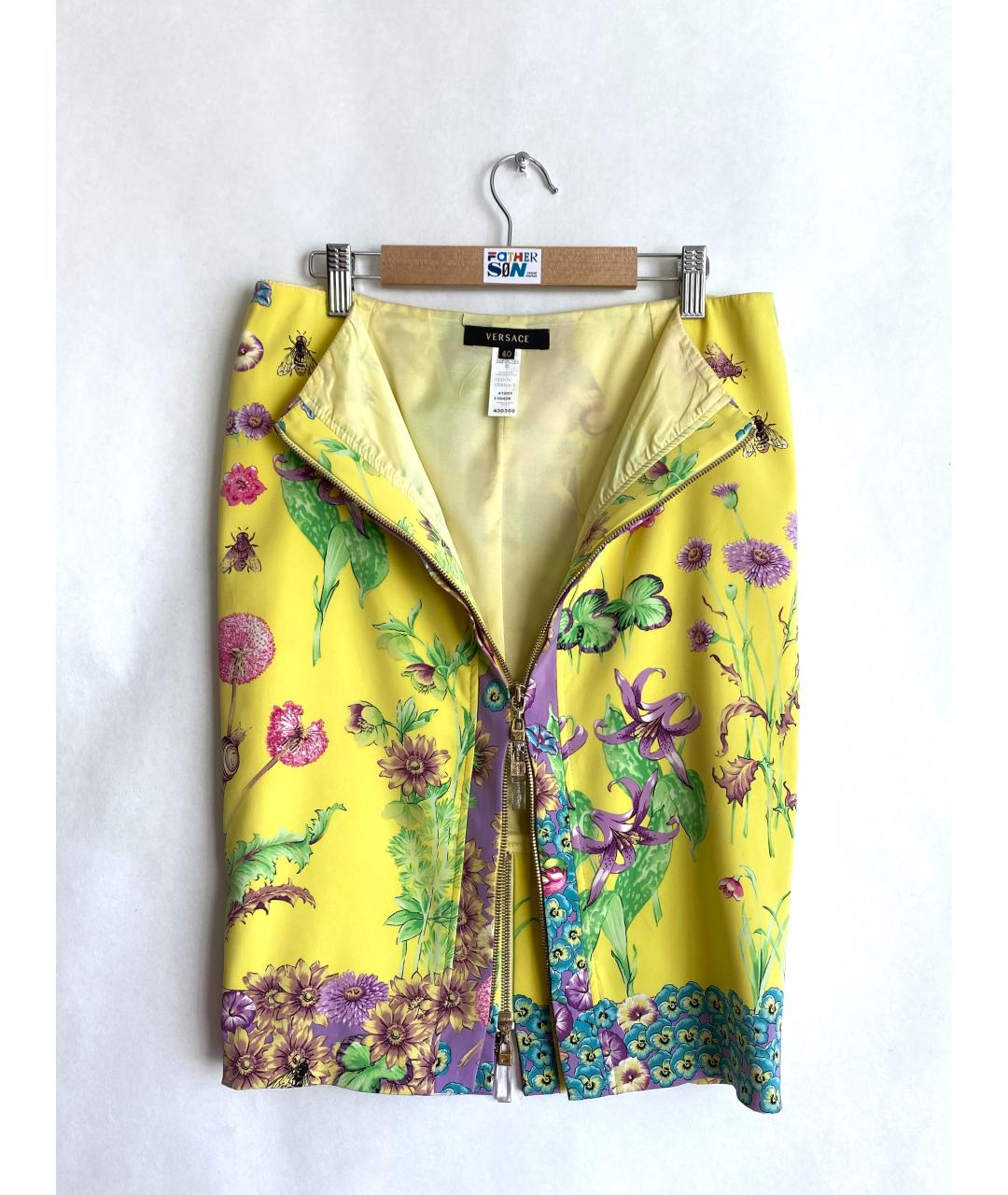 VERSACE Мульти шелковая юбка миди, фото 3