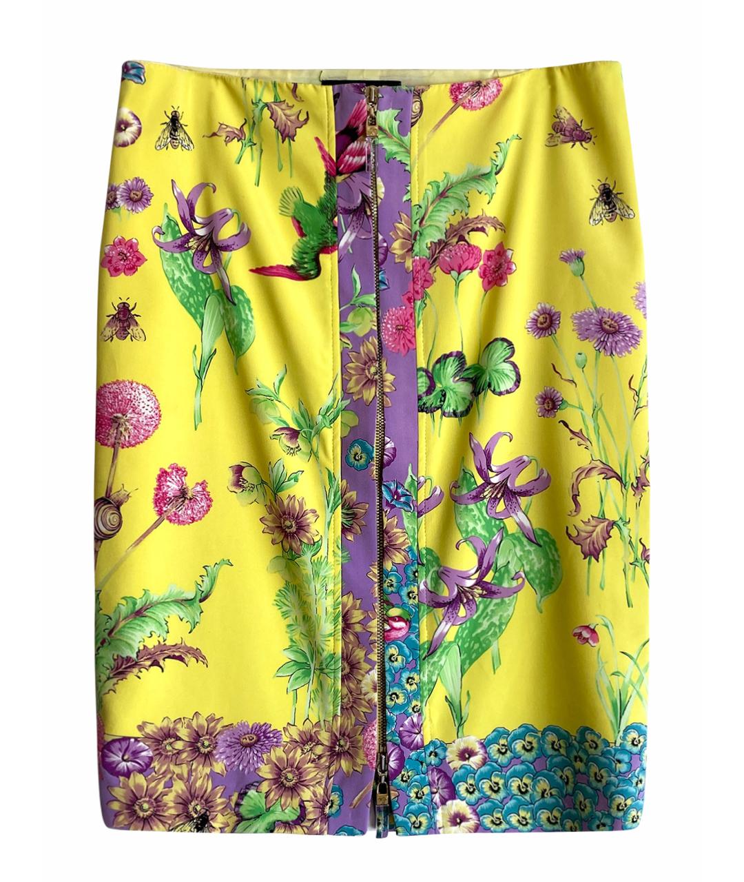 VERSACE Мульти шелковая юбка миди, фото 1