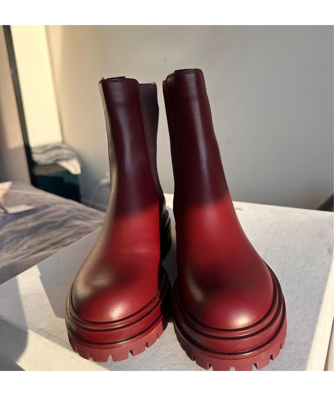 GIANVITO ROSSI Бордовые кожаные ботинки, фото 2