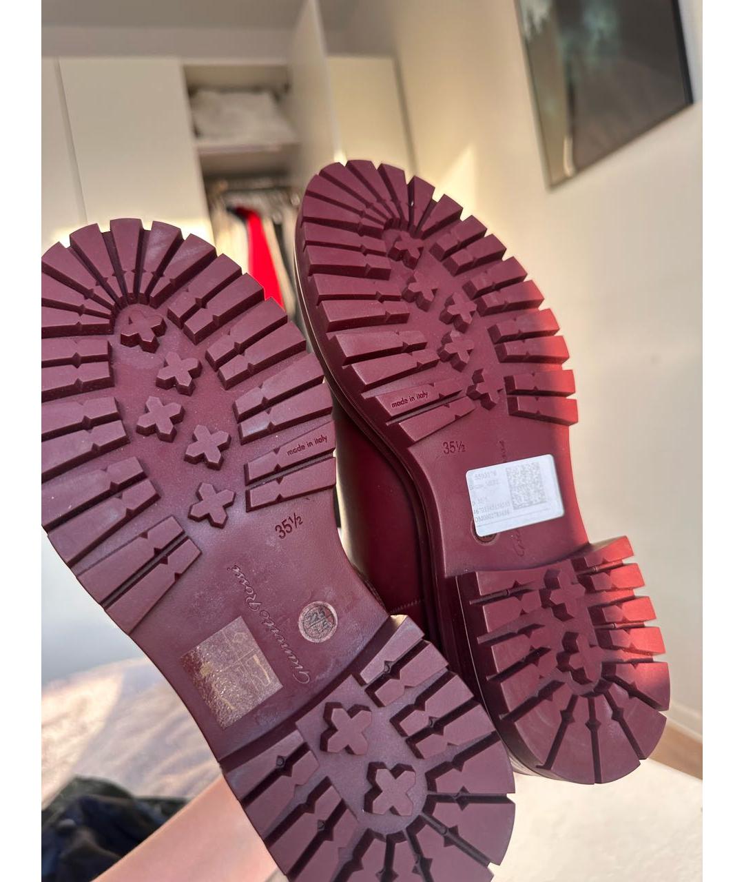 GIANVITO ROSSI Бордовые кожаные ботинки, фото 6