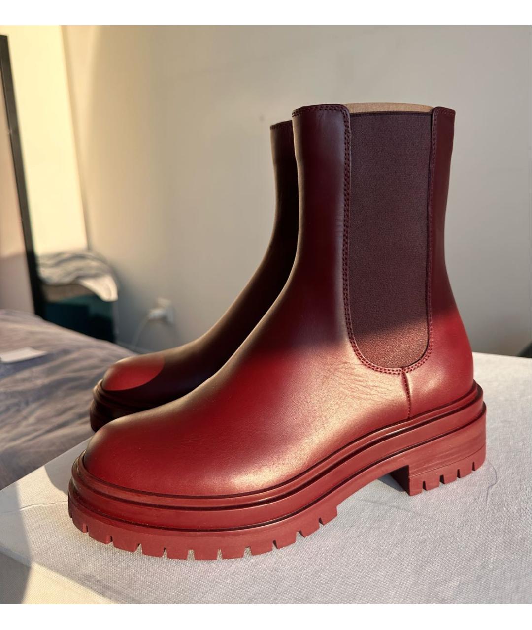 GIANVITO ROSSI Бордовые кожаные ботинки, фото 7