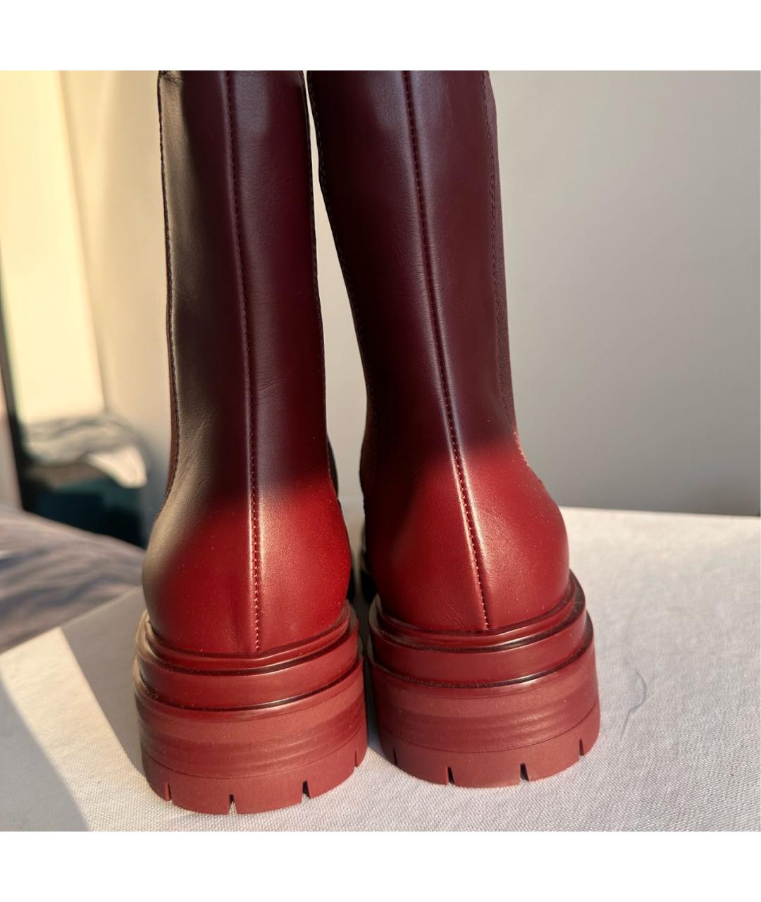 GIANVITO ROSSI Бордовые кожаные ботинки, фото 4