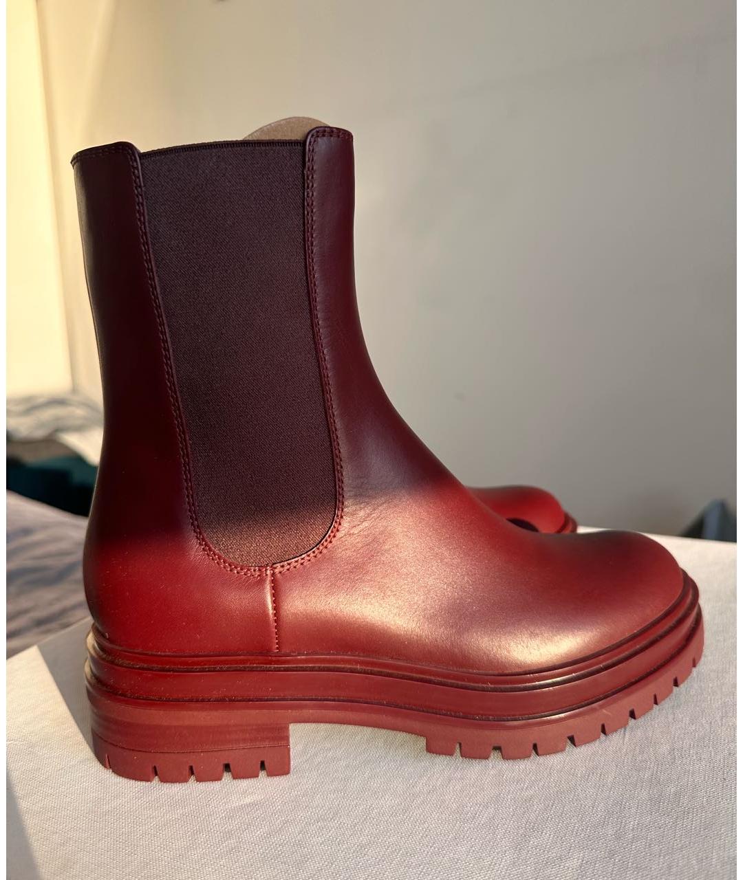 GIANVITO ROSSI Бордовые кожаные ботинки, фото 8