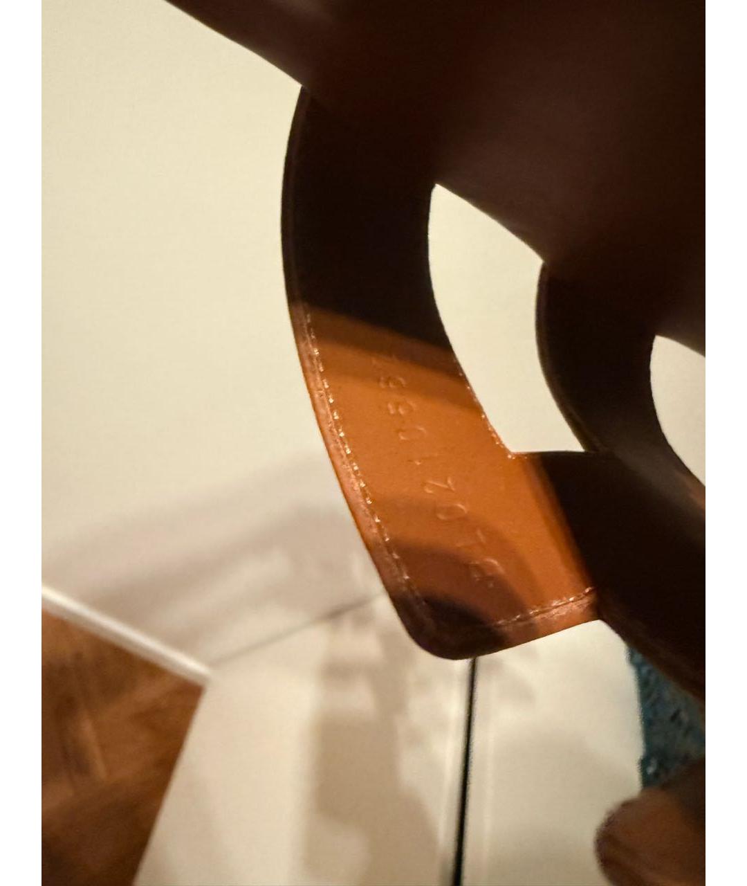 HERMES Коричневые кожаные шлепанцы, фото 3