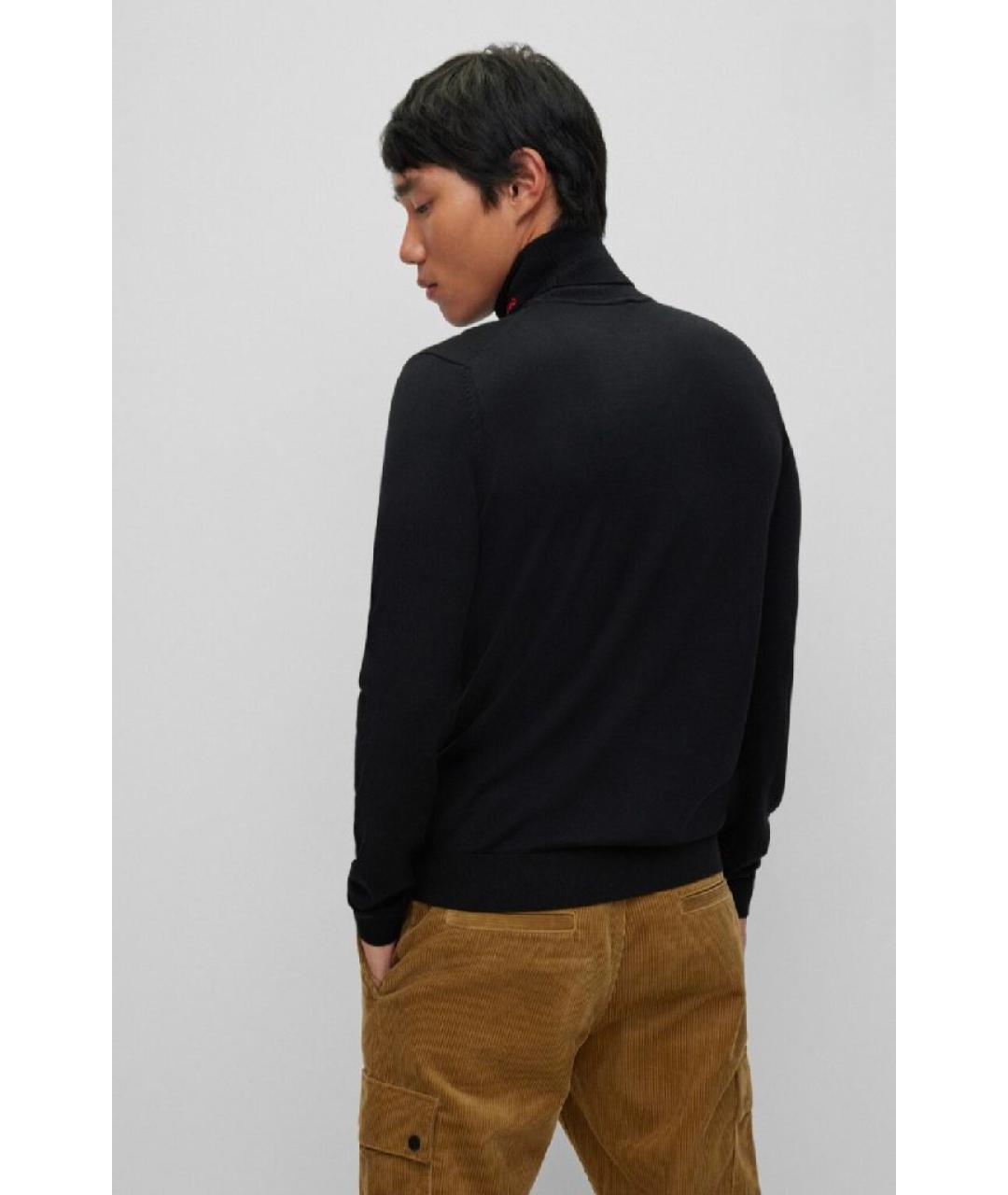 HUGO Черная шерстяная водолазка, фото 2