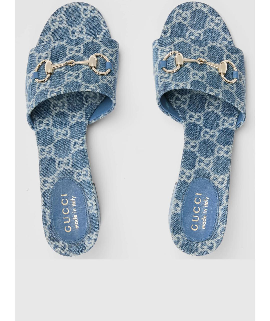 GUCCI Синие текстильные сандалии, фото 4