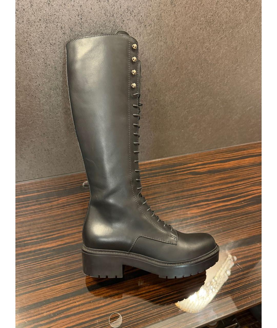 VERSACE Черные кожаные сапоги, фото 9