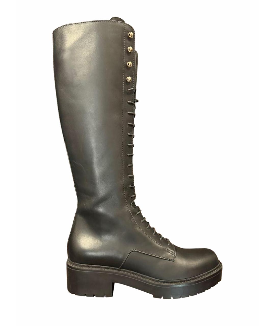 VERSACE Черные кожаные сапоги, фото 1