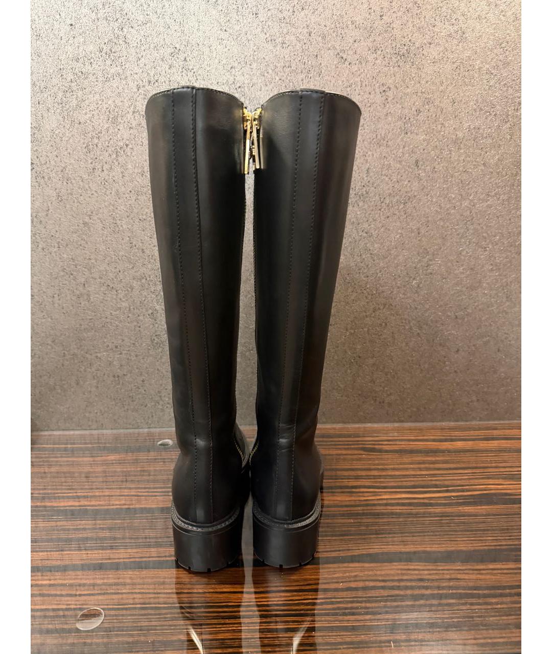 VERSACE Черные кожаные сапоги, фото 4
