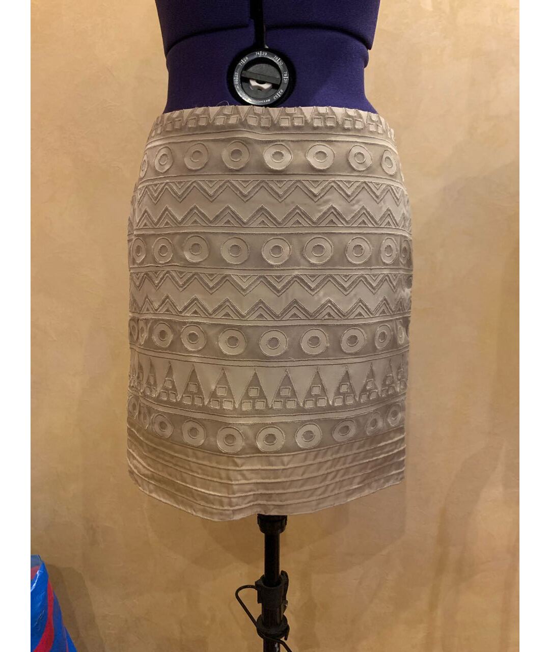 NICOLE MILLER Бежевая шелковая юбка мини, фото 7