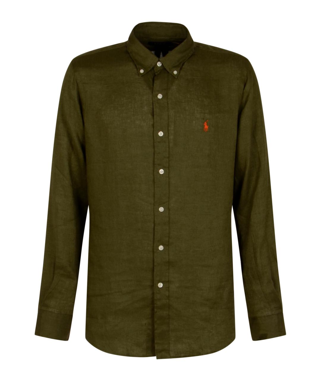POLO RALPH LAUREN Зеленая льняная кэжуал рубашка, фото 1