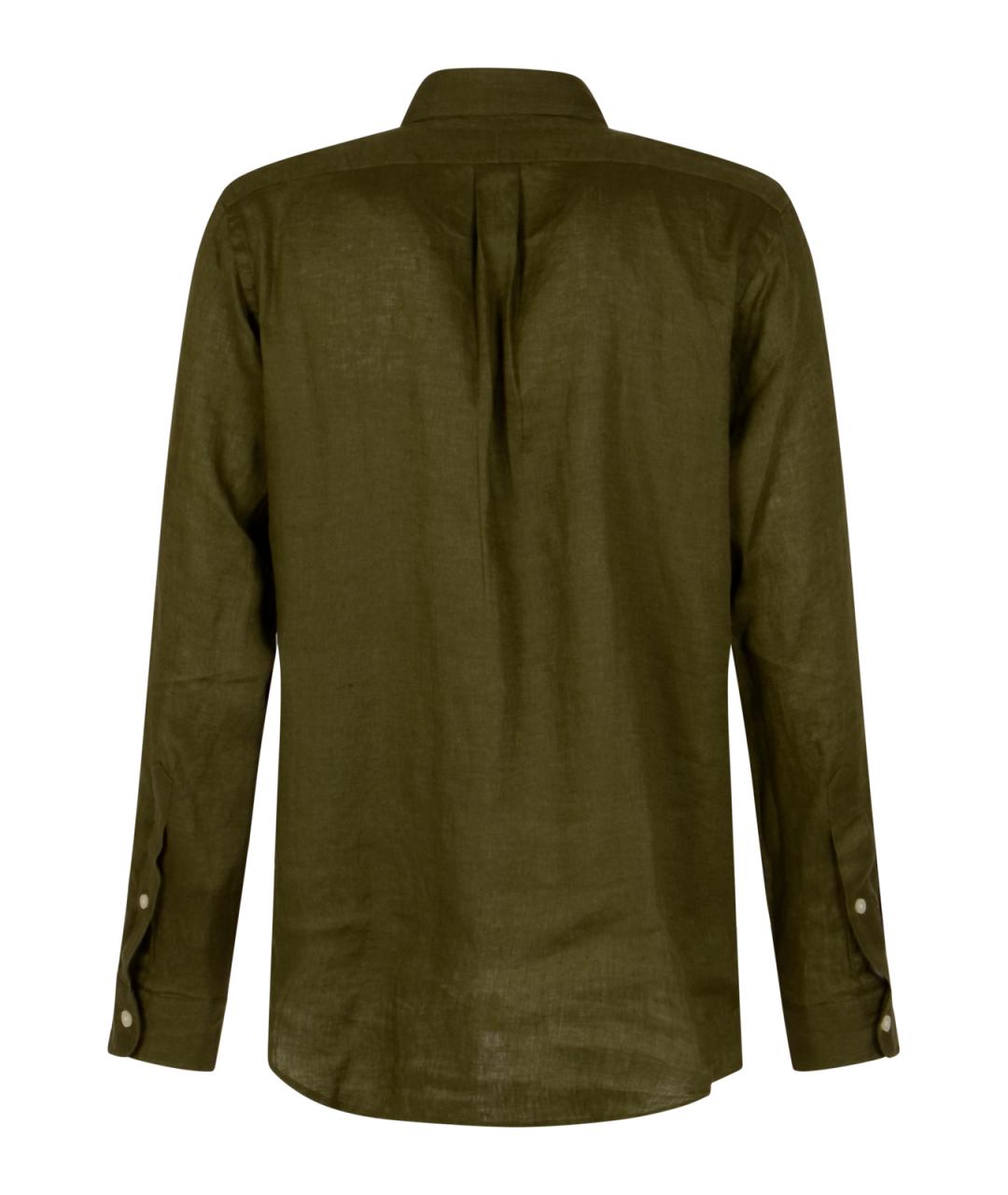 POLO RALPH LAUREN Зеленая льняная кэжуал рубашка, фото 2