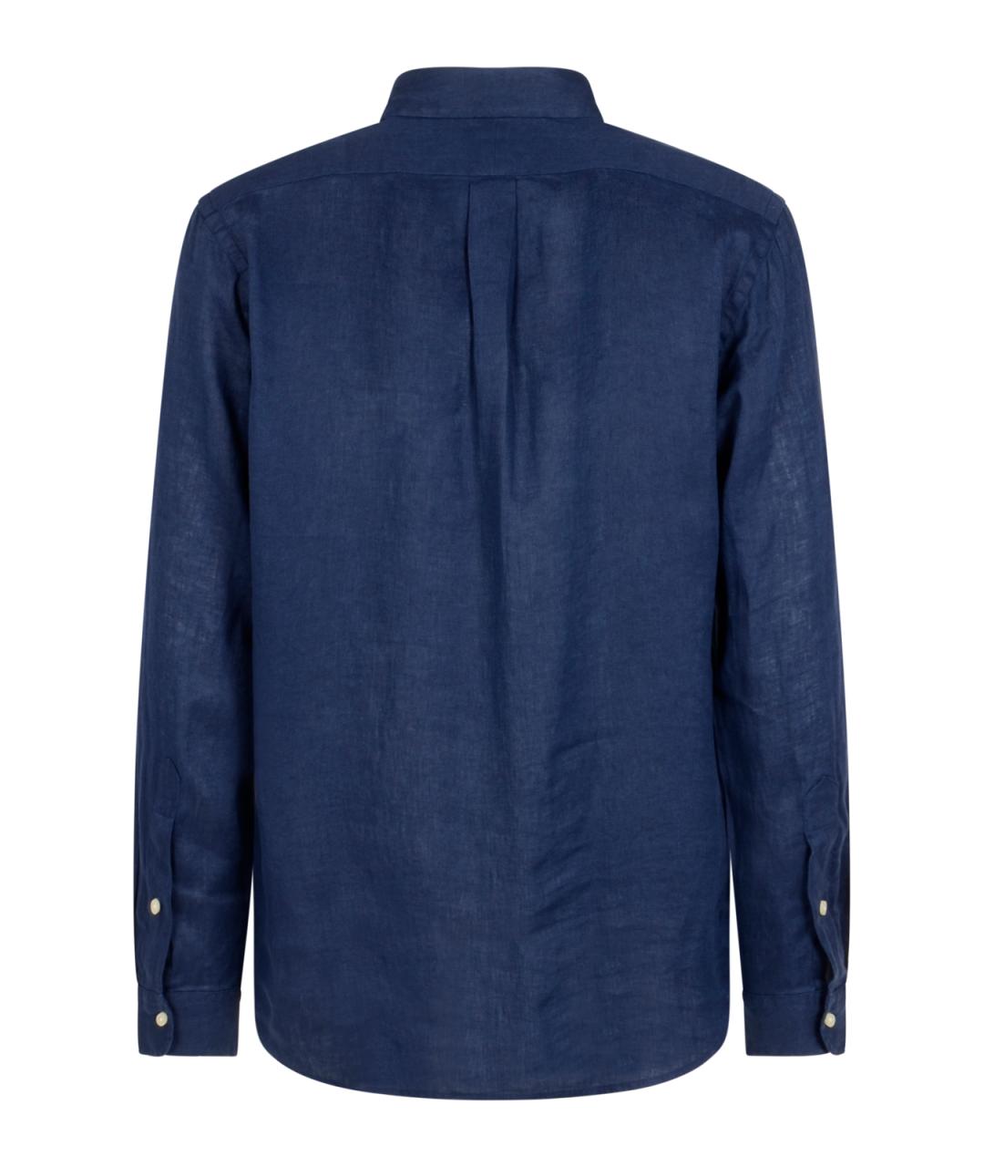 POLO RALPH LAUREN Синяя льняная кэжуал рубашка, фото 2