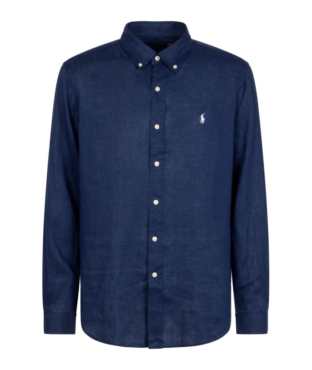 POLO RALPH LAUREN Синяя льняная кэжуал рубашка, фото 1