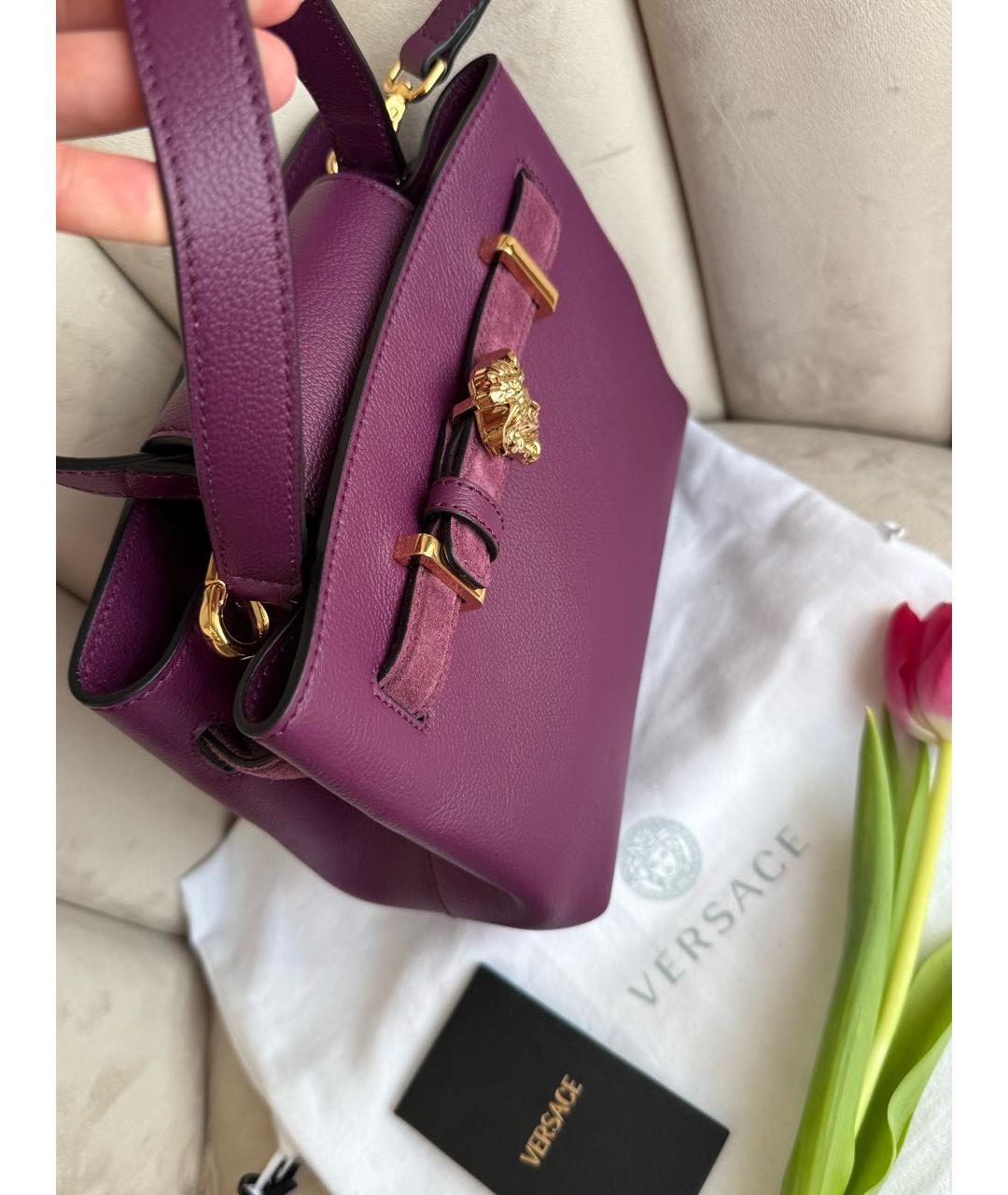 VERSACE COLLECTION Фиолетовая кожаная сумка через плечо, фото 2