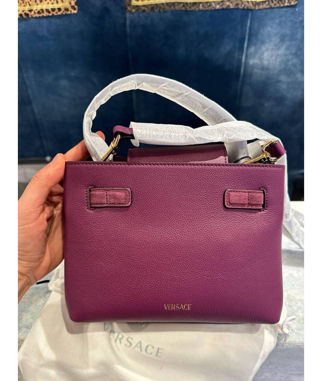 VERSACE COLLECTION Фиолетовая кожаная сумка через плечо, фото 3