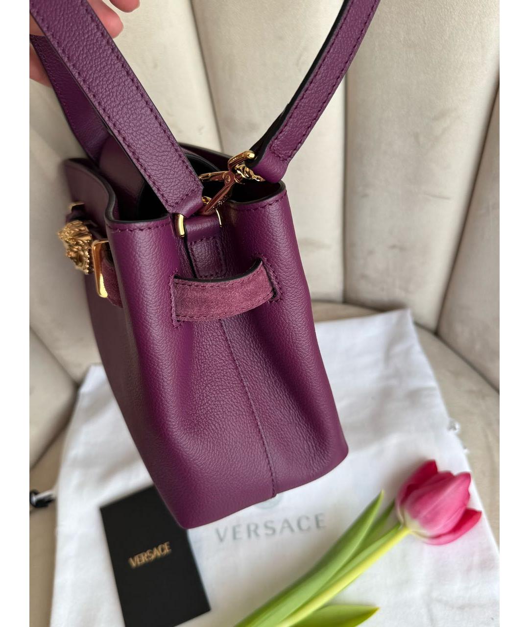VERSACE COLLECTION Фиолетовая кожаная сумка через плечо, фото 6