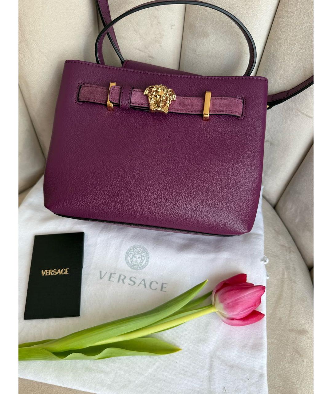 VERSACE COLLECTION Фиолетовая кожаная сумка через плечо, фото 5