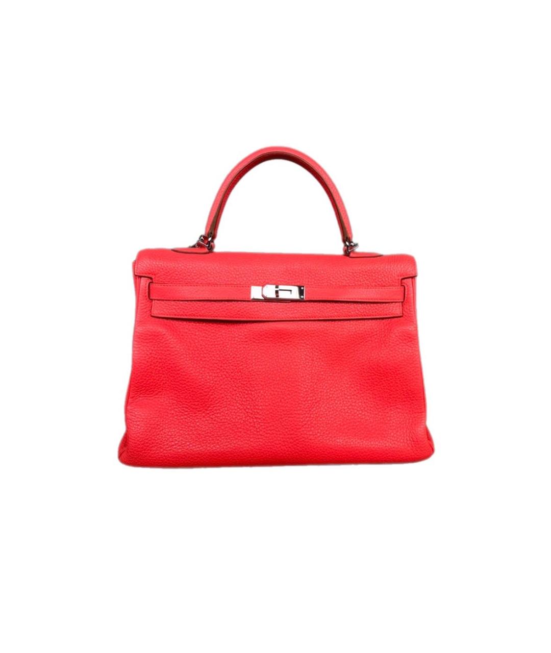 HERMES Красная кожаная сумка с короткими ручками, фото 3