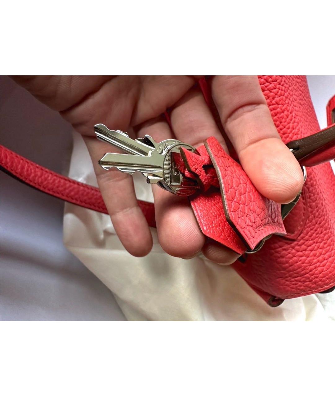 HERMES Красная кожаная сумка с короткими ручками, фото 8