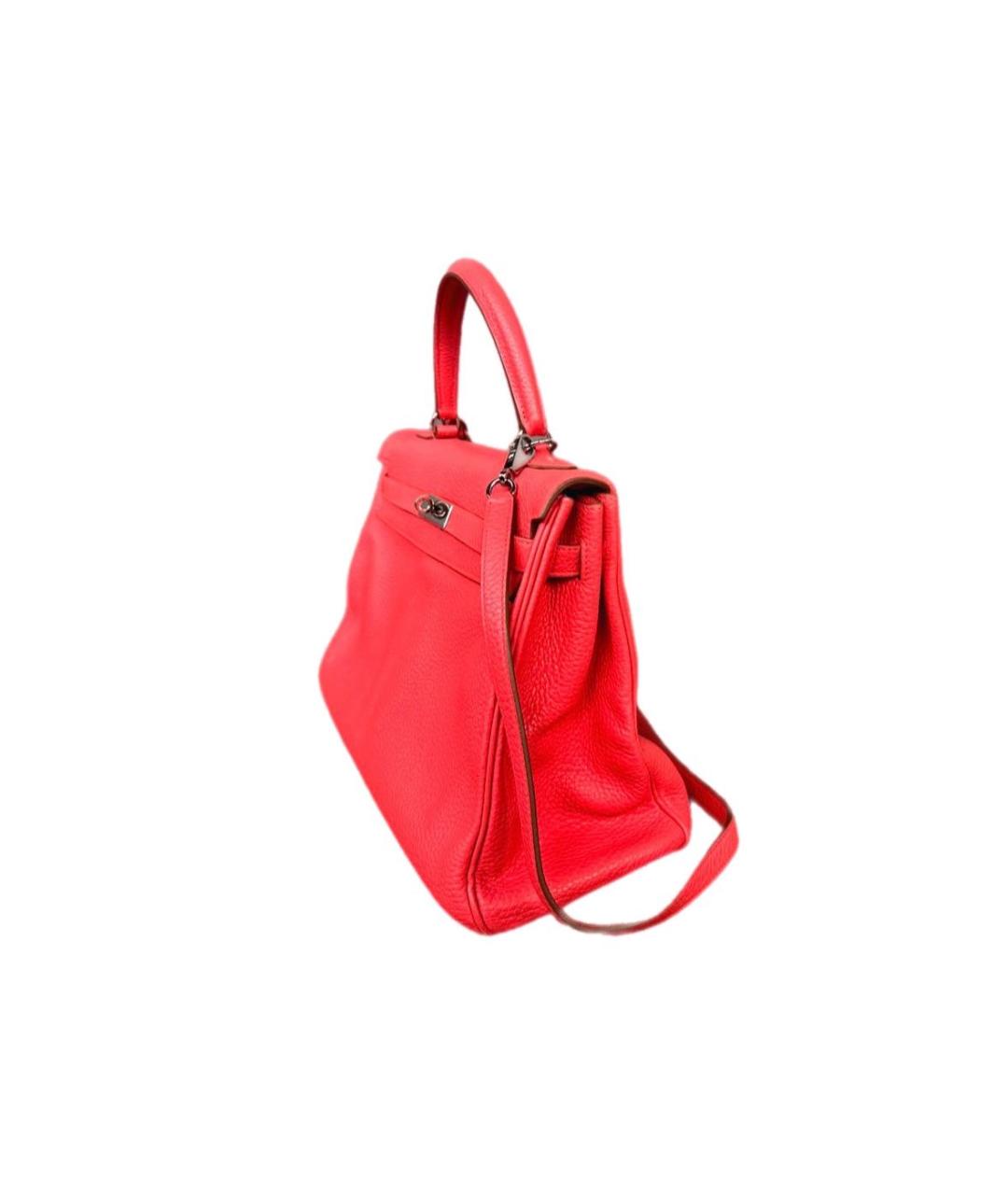 HERMES Красная кожаная сумка с короткими ручками, фото 7