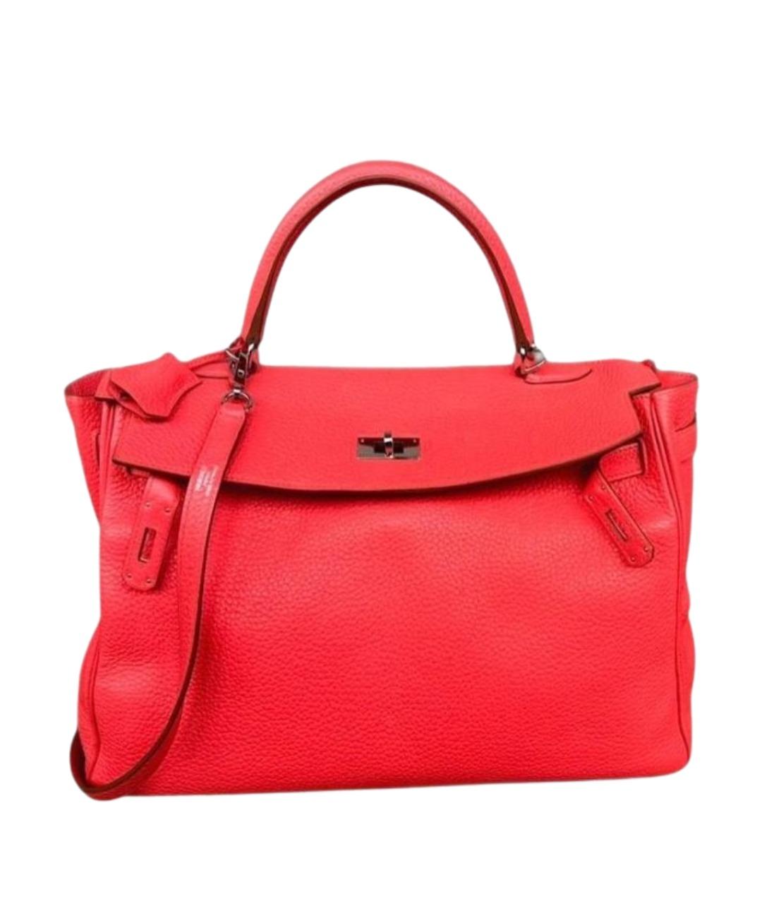 HERMES Красная кожаная сумка с короткими ручками, фото 1