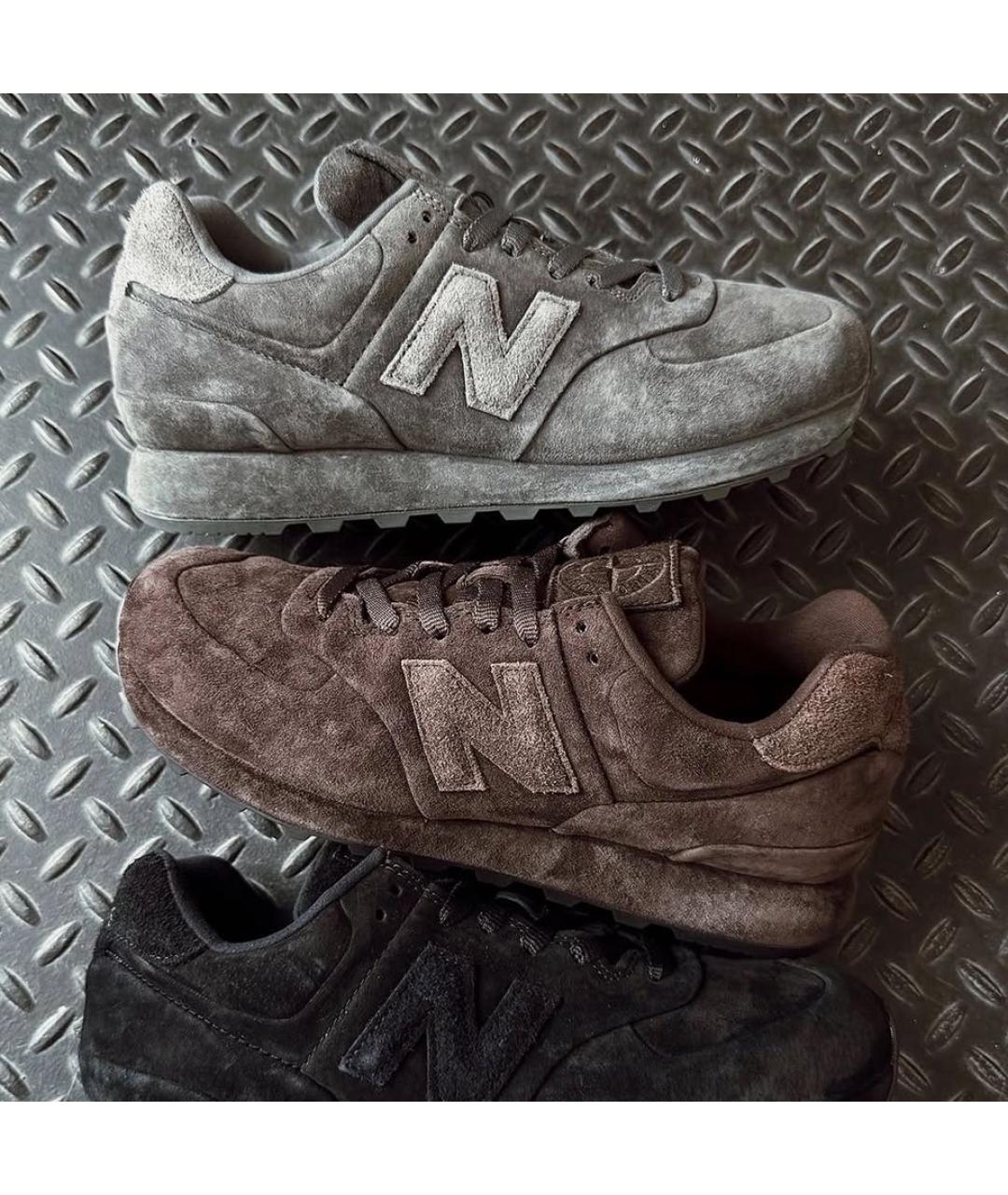 NEW BALANCE Серые замшевые низкие кроссовки / кеды, фото 4